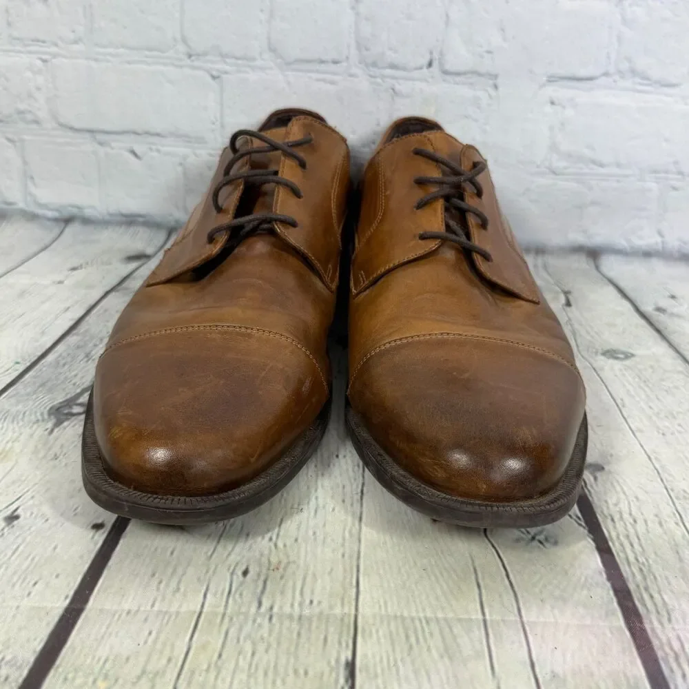 Cole Haan Dustin Cap OX II Oxford Men 11.5M Brown Leather Cap Toe Dress Shoes